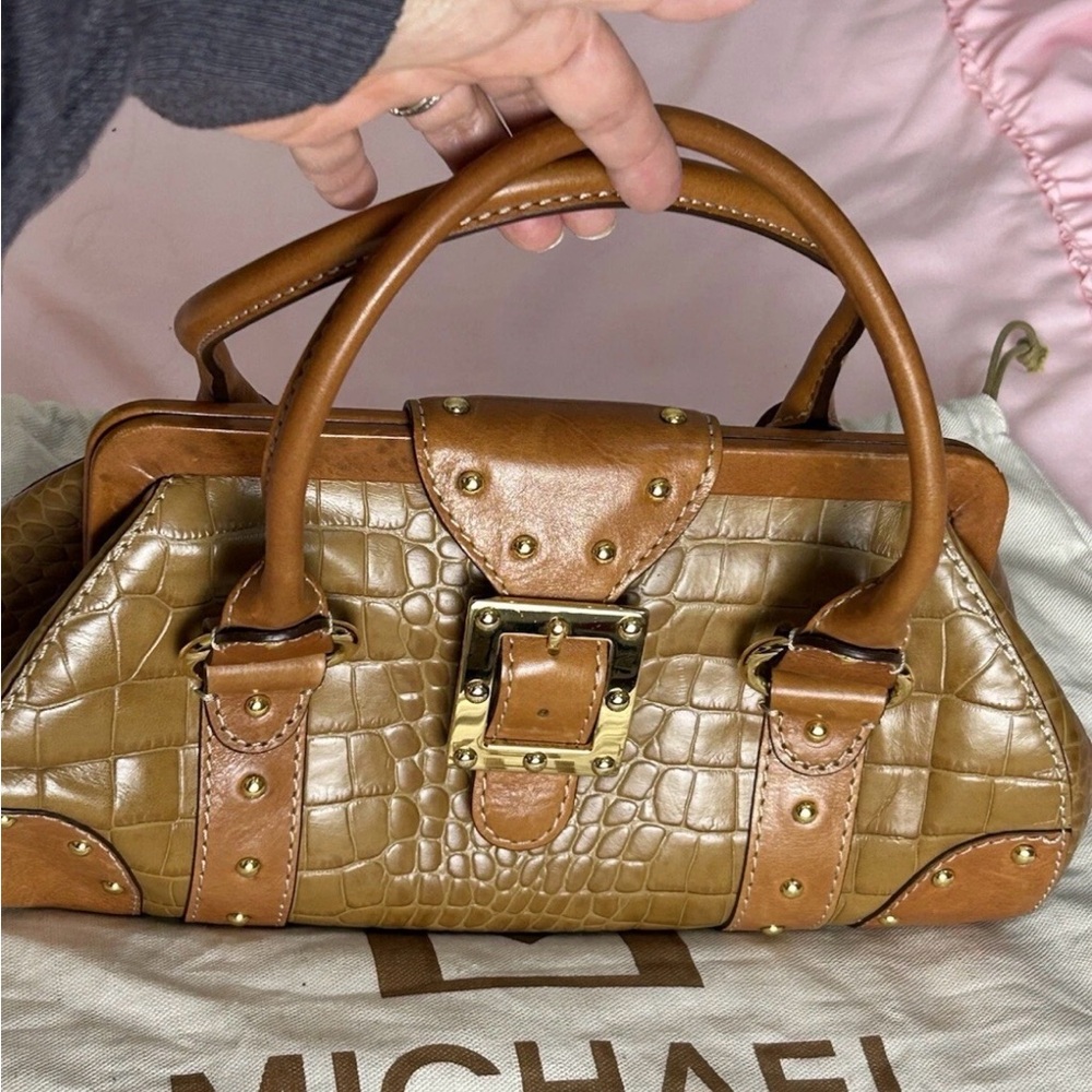 Authentic Vintage Michael Kors Croc Embossed Leather Handbag